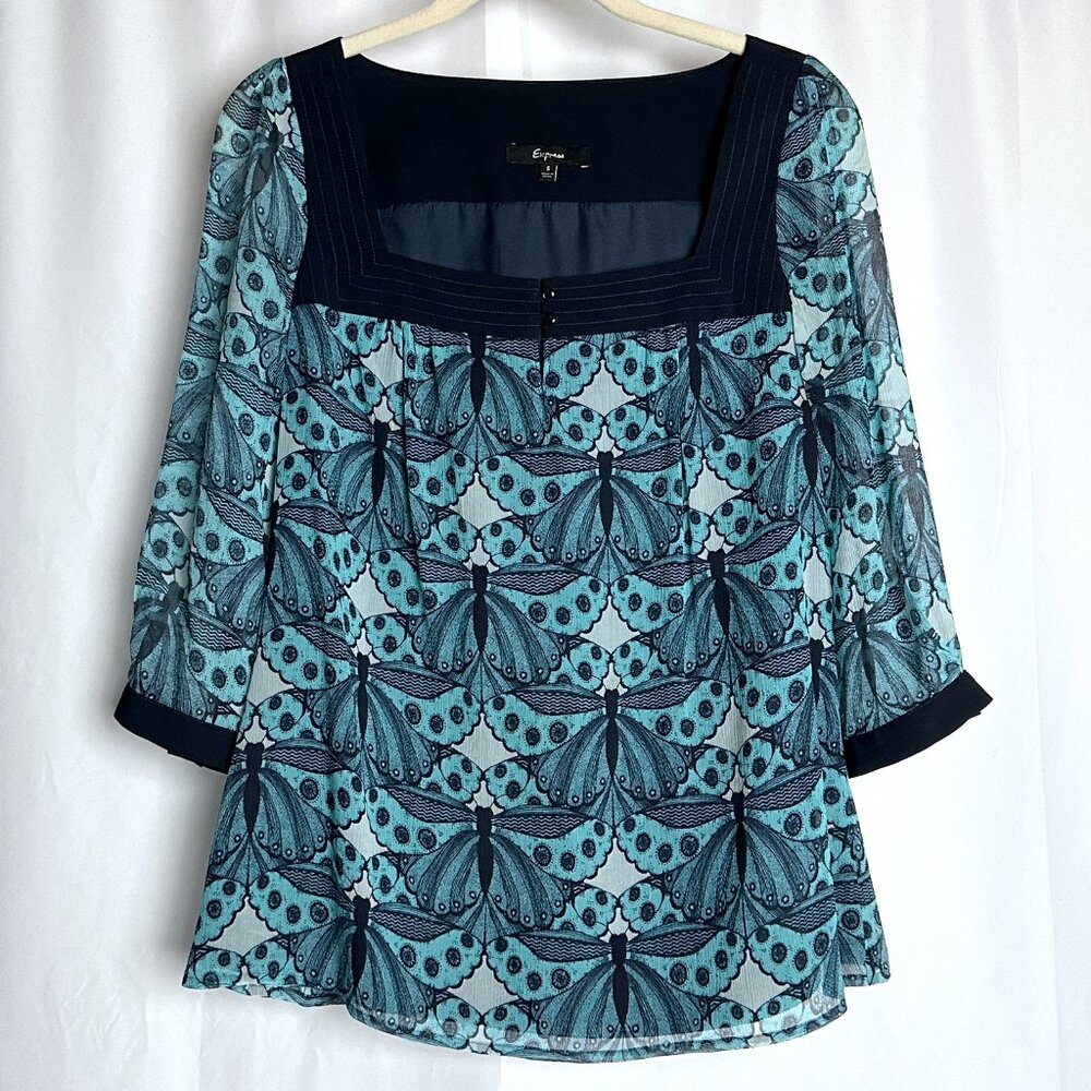 Express blue print top